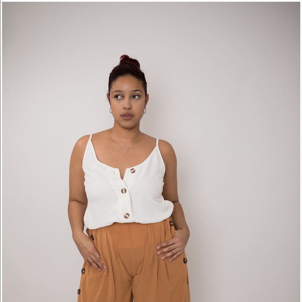 Off white button tank